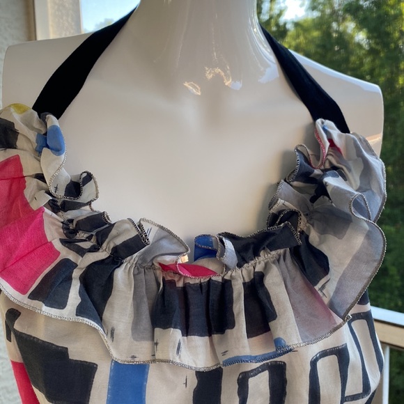 Anthro •corey lynn calter• Silk/Linen Rare Abstract Dress • Size 2 - Picture 2 of 12